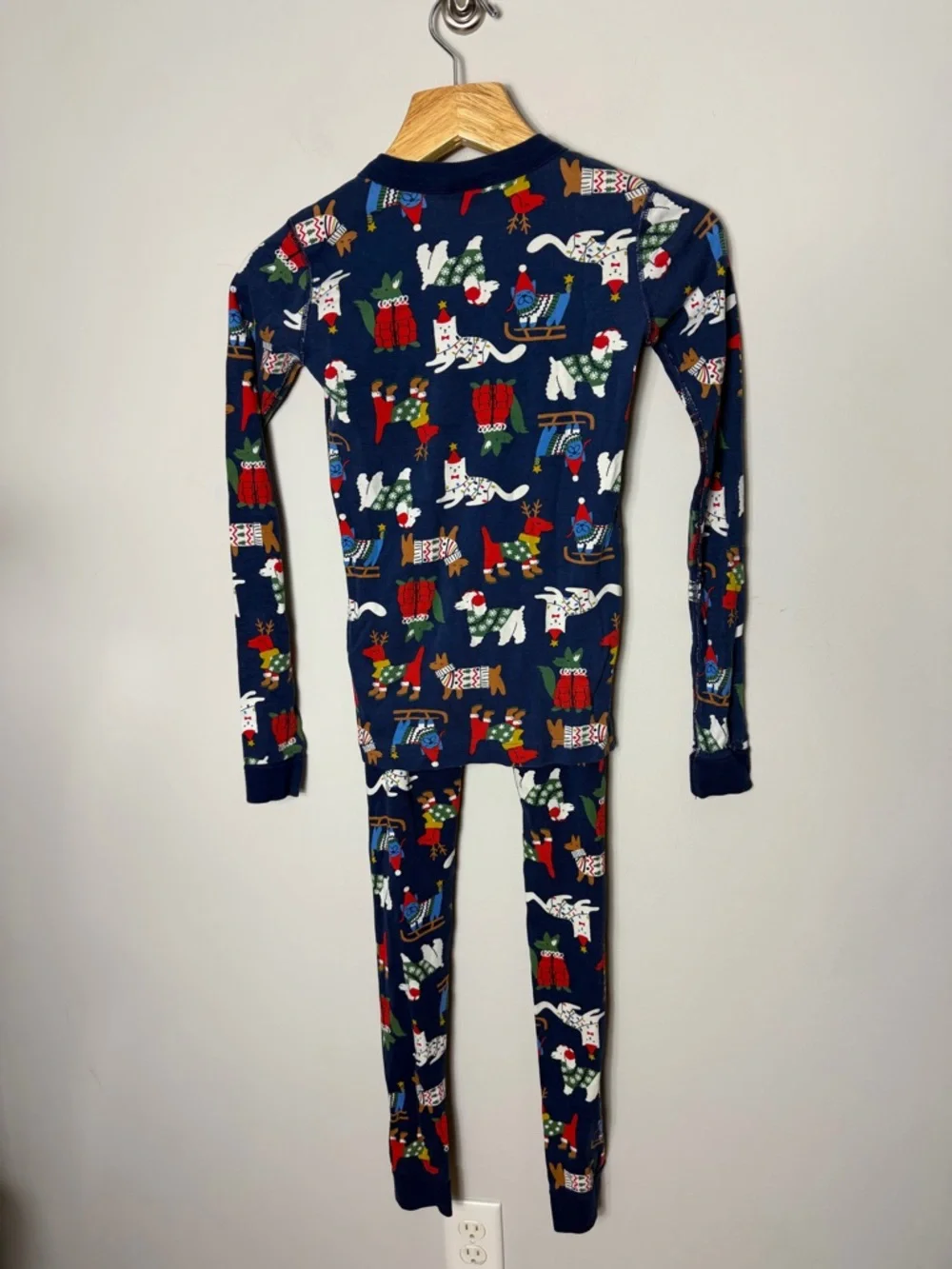 Hanna Andersson Long John’s Organic Cotton Pajamas Dogs Christmas Size 14 975